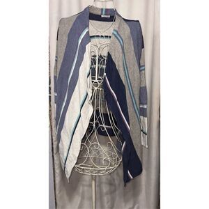 Beautiful WOMEN J.Jill size medium Southwest Blanket Striped Draped Open Cardiga